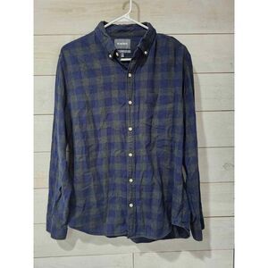 Bonobos Flannel Shirt Men's L Blue Plaid Long Sleeve Slim Fit Button